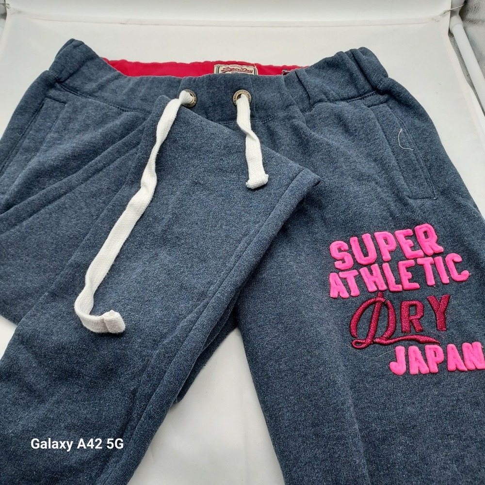 Superdry Vintage Black‎ Label Straight Slim Joggers Grey Pink GS7JT087 Mens L